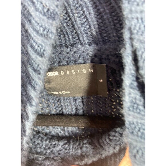 ASOS DESIGN WOMENS LARGE BLUE CABLE KNIT TURLE NECK SWEATER - Picture 2 of 3